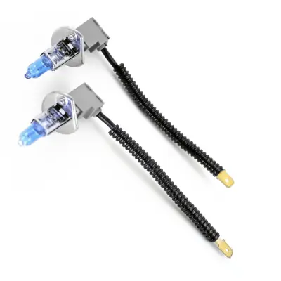 Set 2 becuri halogen h1 "hod hi-power", putere 55w, lumina alba 5000k, 12v, imitatie xenon, cu mufe ceramice