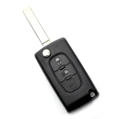 Citroen / peugeot 307 - carcasa tip cheie briceag cu 3 butoane, lama va2-sh3 cu suport baterie