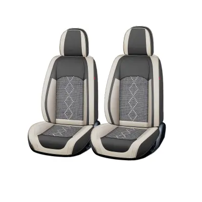 Huse auto premium 5 locuri carguard deluxe piele ecologica perforata si textil  - gri deschis - gri inchis