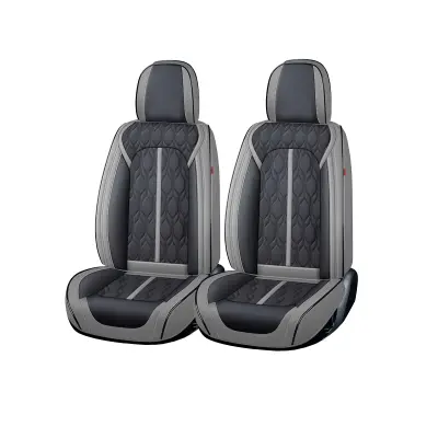 Huse auto premium 5 locuri carguard deluxe piele ecologica perforata - gri - negru