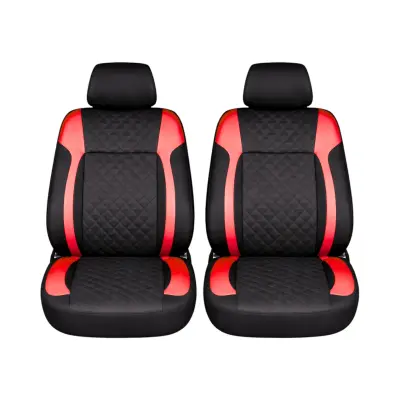 Set huse scaune auto premium, model diamond racer, design sportiv,  universale, ergonomice, piele ecologica matlasata, culoare negru/rosu