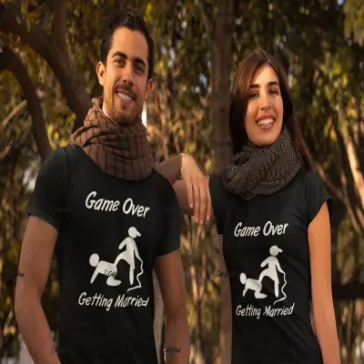 Game over getting married, tricou cu mesaj, model 2