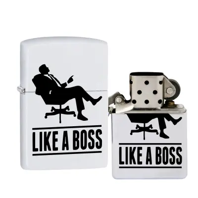 Like a boss, bricheta metalica gravata laser cu mesaj