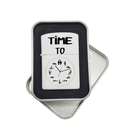 Time to sex, bricheta metalica gravata laser cu mesaj