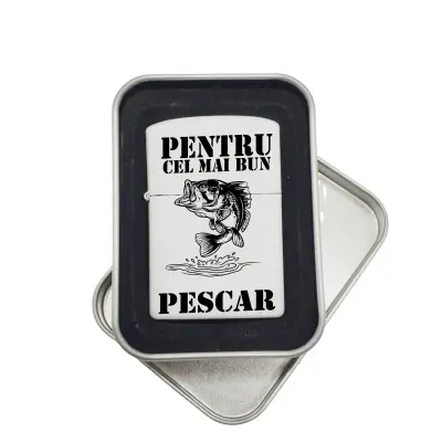 Cel mai bun pescar, bricheta metalica gravata laser cu mesaj