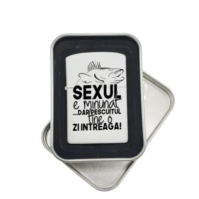 Sexul e minunat dar..., bricheta metalica gravata laser cu mesaj