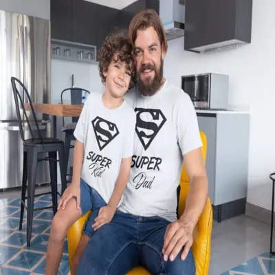 Super dad & kid, set 2 tricouri cu mesaje