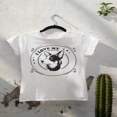 I love my dog, tricou alb cu mesaj