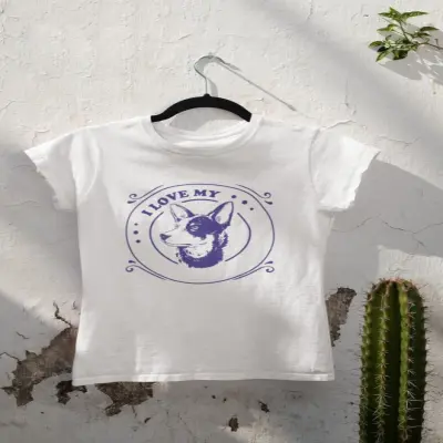 I love my dog, tricou alb cu mesaj