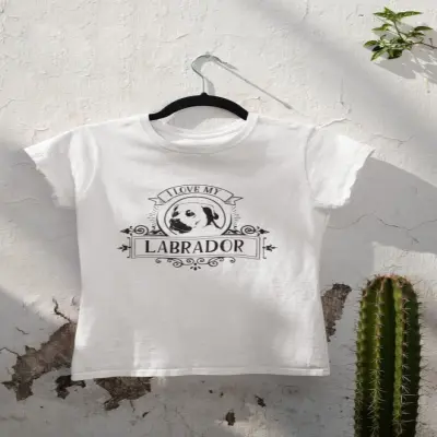 I love my labrador, tricou alb cu mesaj b