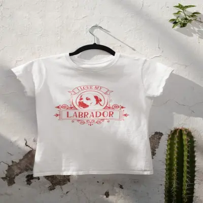 I love my labrador, tricou alb cu mesaj b