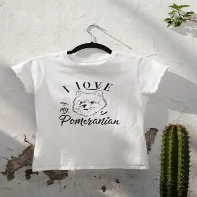 I love my pomeranian, tricou alb cu mesaj