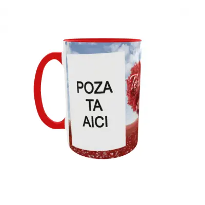 Cana, personalizata cu 2 poze si 1 text, 330ml, model 3120