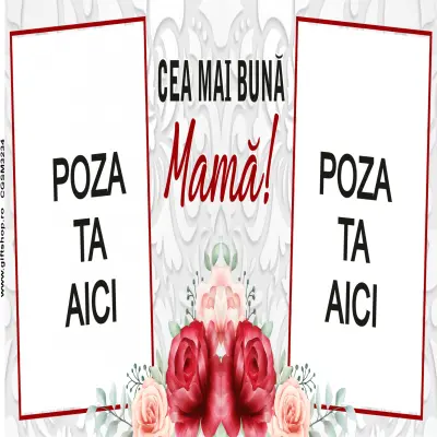 Cea mai buna mama, cana personalizata cu 2 poze si text, 330ml, model 3234