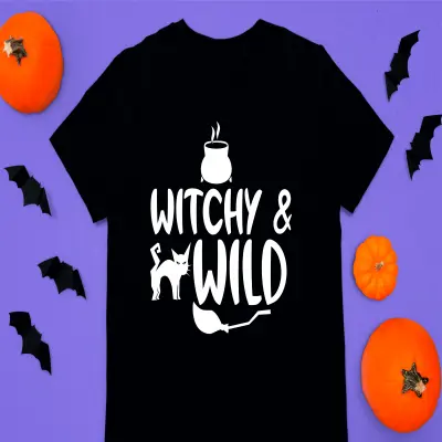 Witchy & wild, tricou cu mesaj.