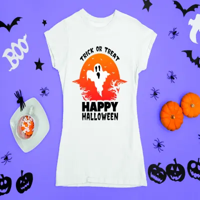 Trick or treat happy halloween, tricou cu mesaj