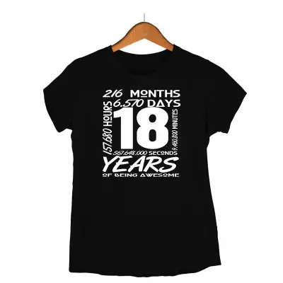 18 years , tricou cu mesaj - se poate schimba anul