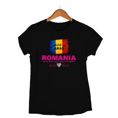 Made in arad romania, tricou cu mesaj - se poate schimba orasul