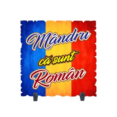 Mandru ca sunt roman, placheta cu mesaj, model a