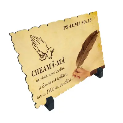 Cheama-ma in ziua necazului si eu te voi izbavi, placheta cu mesaj, model a