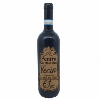 Pentru cel mai bun vecin, numele si anul dorit, vin rosu cabernet sauvignon, demisec, 750ml, 13.5% alcool