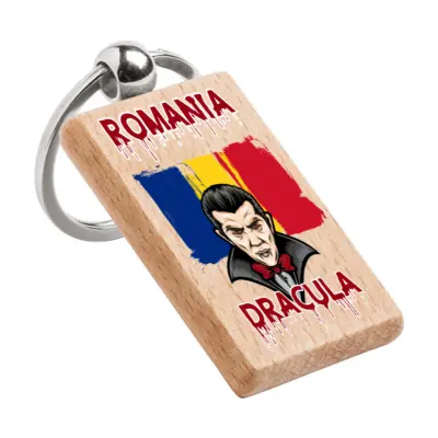 Dracula, romania, breloc din lemn, model 004