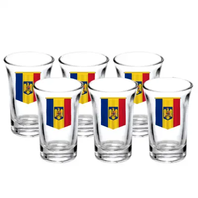 Fanion romania, set 6 pahare shout, model 46bs