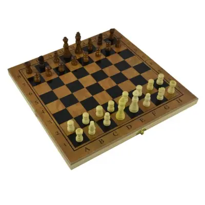Joc sah/table realizat din lemn, dimensiuni: 34 x 17 x 4 cm
