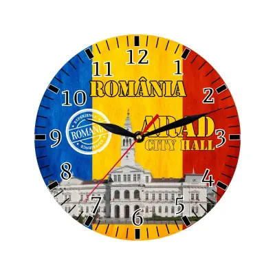 Arad romania city hall, ceas lemn de perete, model 26