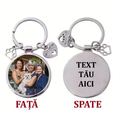 .breloc personalizat rotund, poza/ text din metal, model ya-05 05